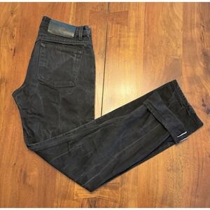 Naked & Famous Weird Guy Jeans Mens 33 (31x32) Black Selvedge Raw Japanese Denim